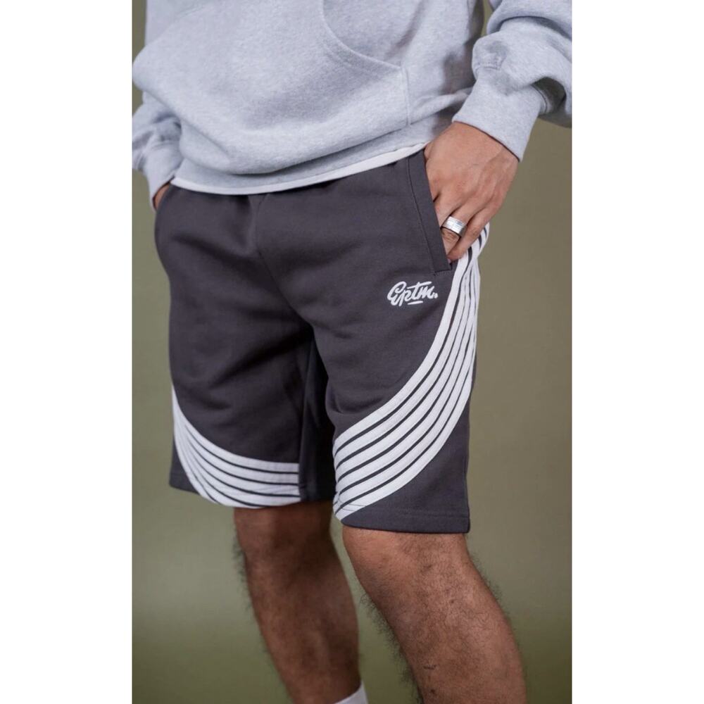EPTM Charcoal Gray Fleece Shorts Stripe Logo Mens Large NWT